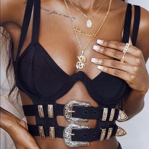 House of CB Amelie black gold buckle bralette